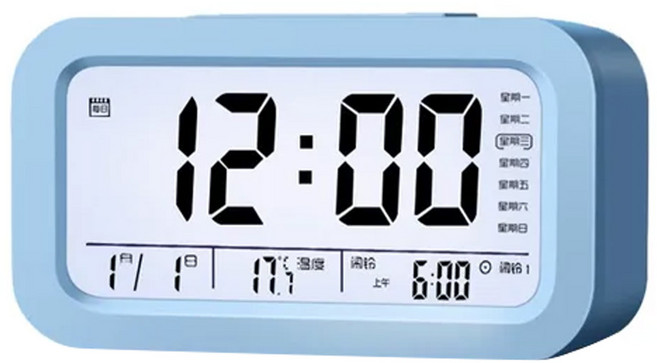 Reddot 紅點生活 全功能USB星期室溫報時鬧鐘, 青春藍