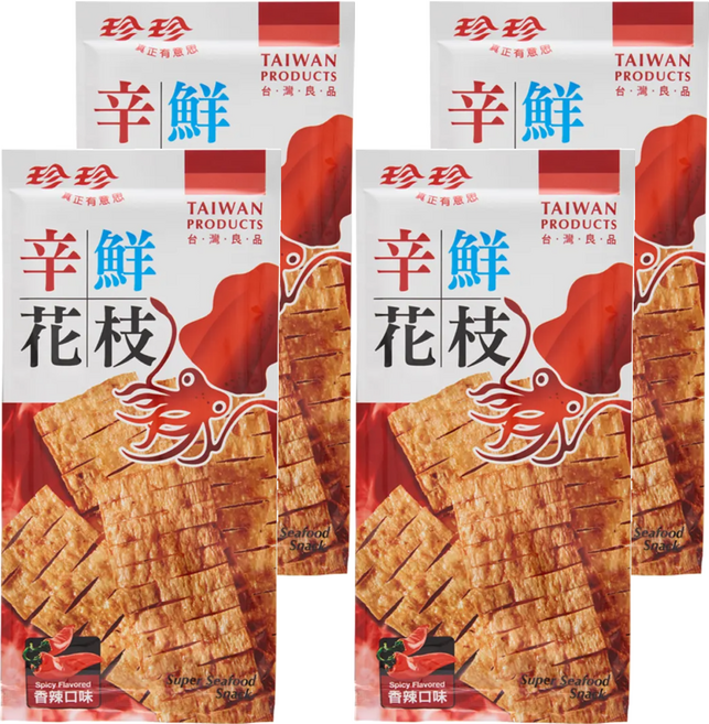 珍珍 辛鮮花枝 香辣口味, 28g, 4包