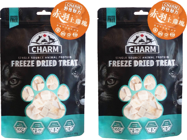 CHARM 野性魅力 凍乾, 2包, 40g, 赤羽土雞塊