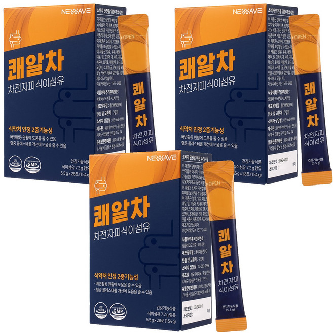 NEWAVE 쾌변엔 쾌알차 차전자피 식이섬유, 154g, 3개