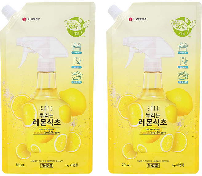 세이프 뿌리는 레몬식초 리필형, 725ml, 2개