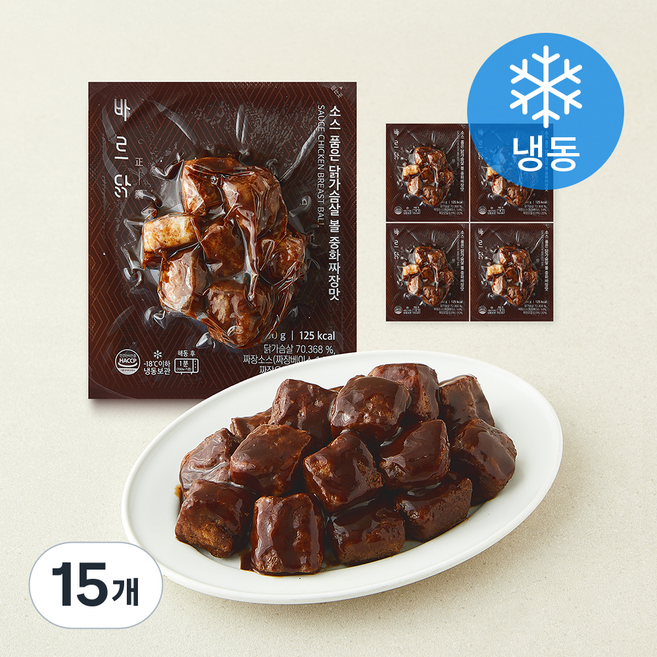 바르닭 소스품은 닭가슴살 볼 중화짜장맛 (냉동), 100g, 15개, 1개입