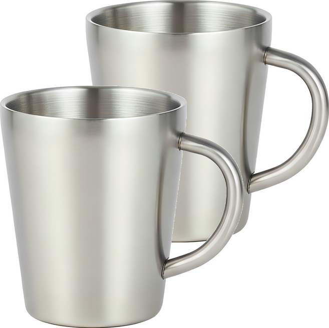 304不鏽鋼馬克杯 300ml 2個, 銀色, 1組