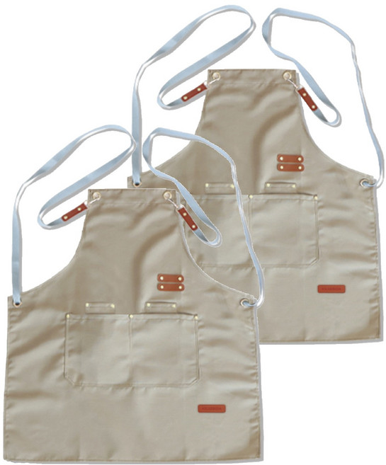깨비다 방수 바리스타 앞치마, 베이지, 2개