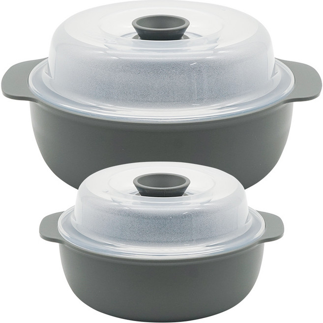 니드앤니드 생활엔 전자렌지찜기 소550ml+중1.2L 2종, 그레이, 1세트