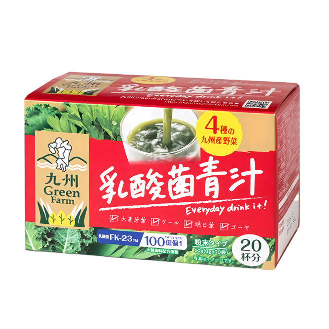 九州 Green Farm 盛花園 日本原裝進口九州產乳酸菌青汁, 20包, 3g, 1盒