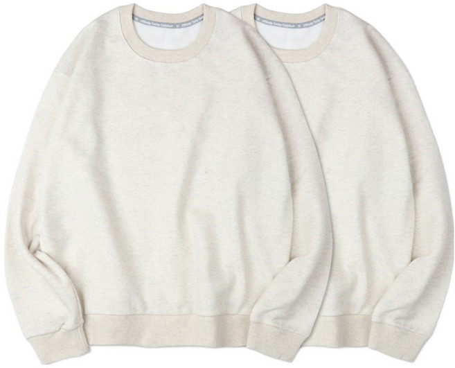 벤힛 남녀공용 세미오버핏 특양면 무지 맨투맨 2종 세트