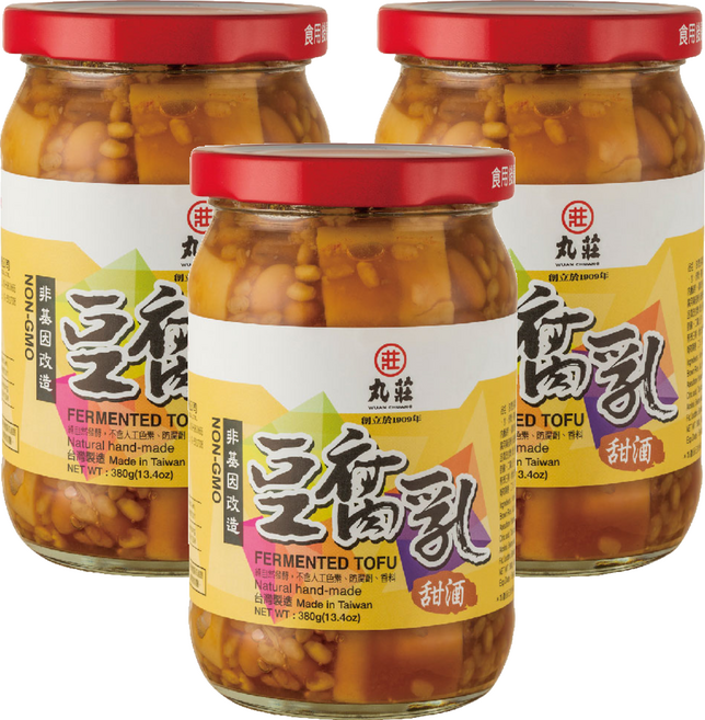 丸莊醬油 甜酒豆腐乳 非基因改造, 380g, 3罐