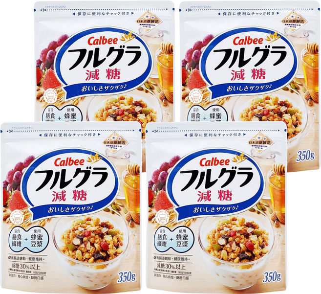 Calbee 卡樂比 Frugra 富果樂 減糖麥片, 350g, 4包