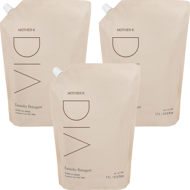 마더케이 디아 세탁세제 리필 무향, 1.7L, 3개