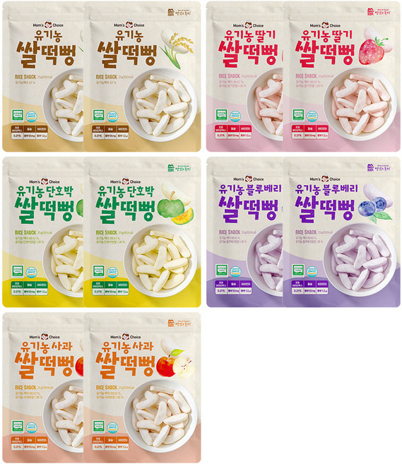 맛있는풍경 유기농 쌀떡뻥 딸기 25g + 사과 25g + 블루베리 25g + 단호박 25g + 플레인 25g, 2세트