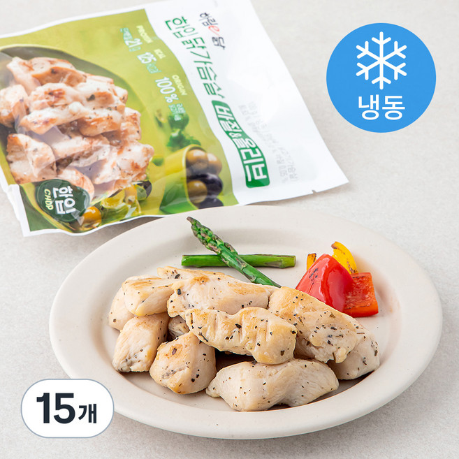 하림 이닭 한입 닭가슴살 바질 & 올리브 (냉동), 100g, 1개입, 15개