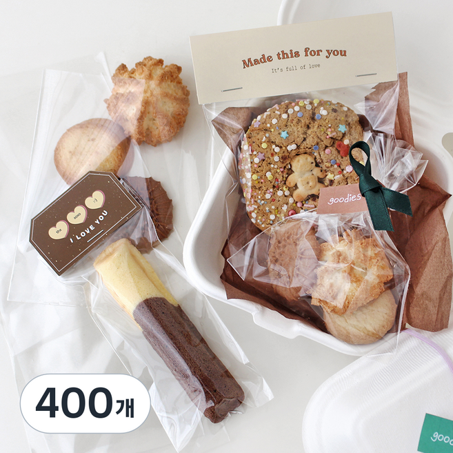 OPP 非黏著式塑膠密封餅乾袋, 透明, 400個
