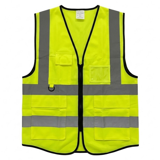 拉鍊式反光背心 附透明夾鍊袋, 黃色 + 黑邊, 1件