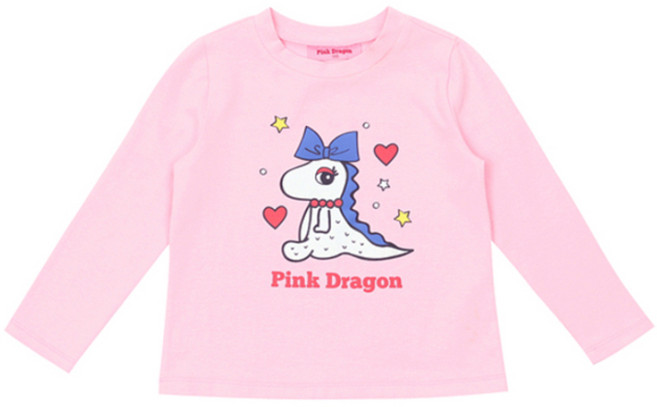 핑크드래곤 여아용 하트 드래곤 긴소매 티셔츠