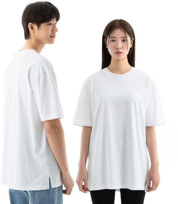 네이븐 남녀공용 20수 트임 레이어드 반팔티 NA-T21502