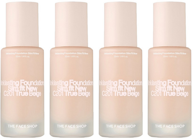 THE FACE SHOP 菲詩小舖 Slim Fit New貼妝持久粉底液 35ml, C201, 4瓶