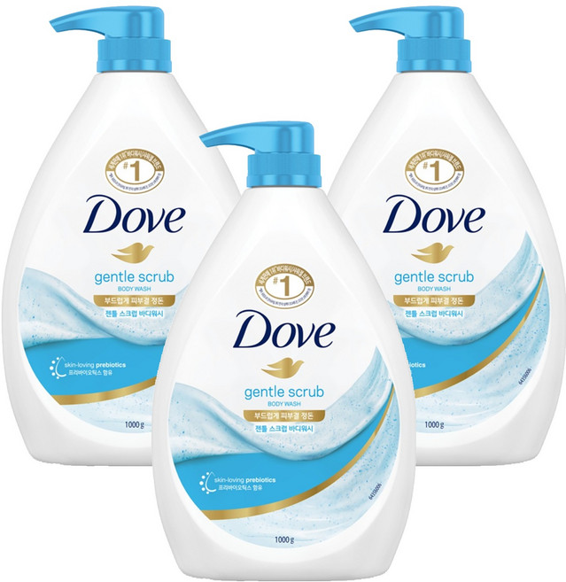 도브 젠틀 스크럽 바디워시, 1kg, 3개