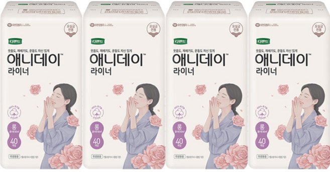 디펜드 애니데이 요실금 팬티라이너, 롱, 40개입, 4개