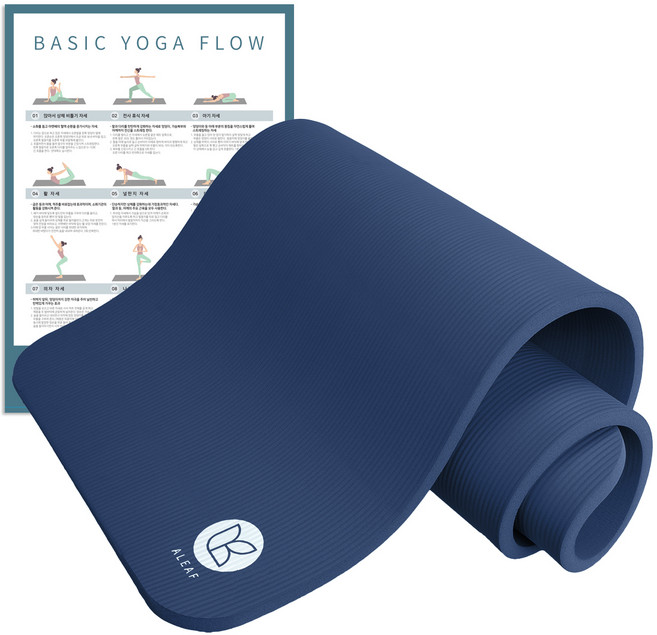 아리프 NBR 요가매트 + 운동 가이드 포스터, 다크네이비, 1세트