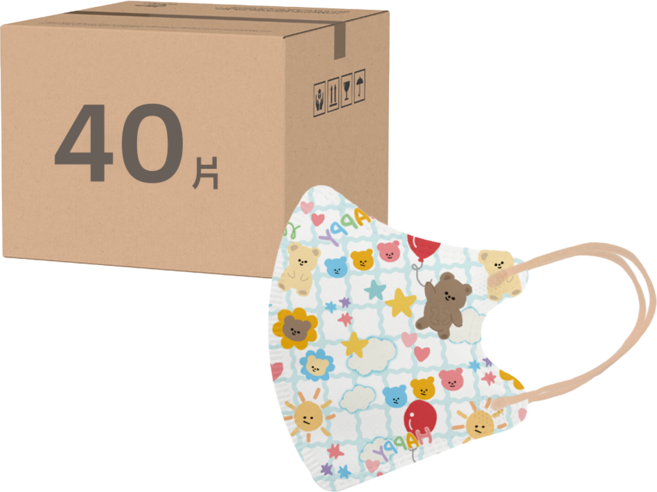 CS 凱馺國際 幼幼3D立體醫用口罩, 陽光小熊MINI 多色, 20片, 2包