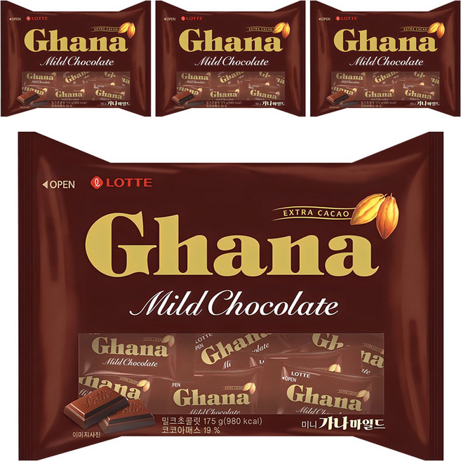 가나 마일드 초콜릿 미니, 175g, 4개