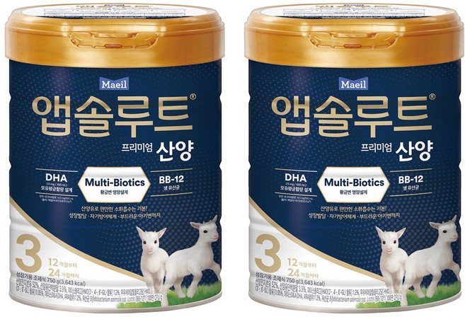 앱솔루트 프리미엄 산양분유 3단계, 750g, 2개