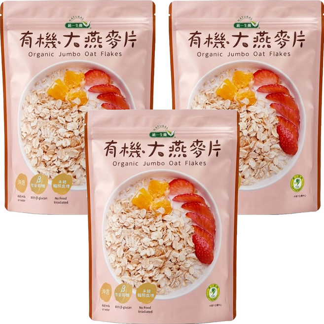 統一生機 有機大燕麥片, 400g, 3包