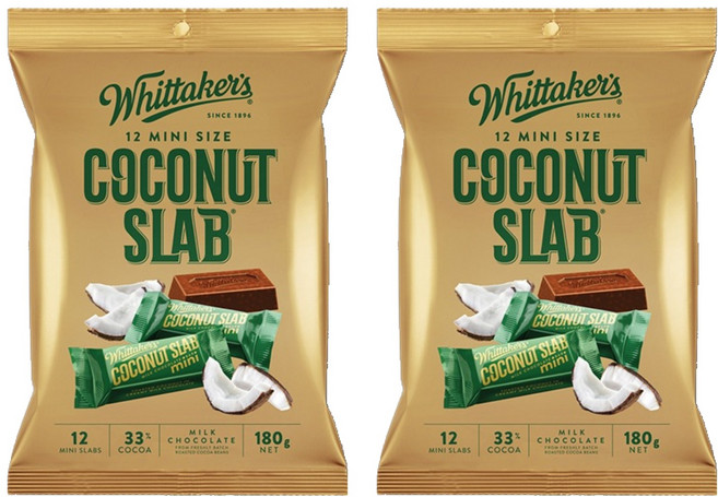 휘태커스 미니 슬랩 코코넛 밀크 초콜릿, 180g, 2개