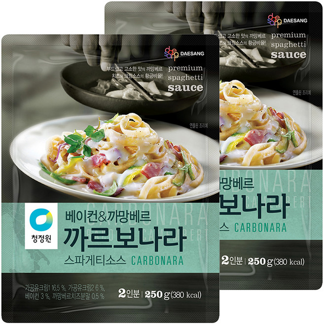 청정원 베이컨 앤 까망베르 까르보나라 스파게티소스, 250g, 2개