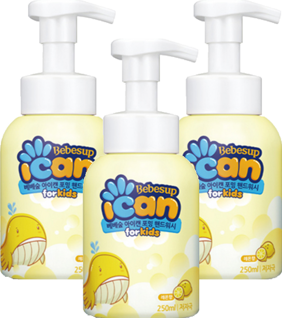 아이캔 베베숲 포밍 핸드워시 용기형, 레몬향, 250ml, 3개