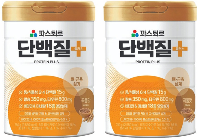 Pasteur 蛋白質Plus 穀物味, 2個, 750g