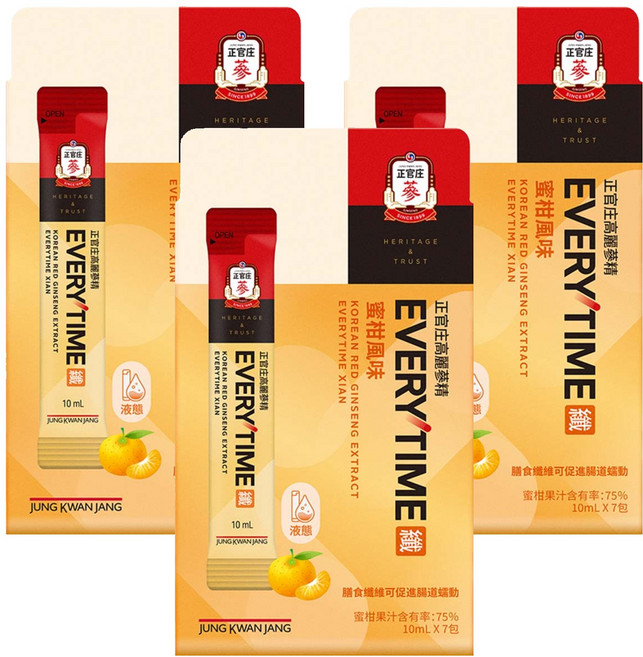 正官庄 Everytime 高麗蔘精EVERYTIME纖 10ml, 7條, 3盒
