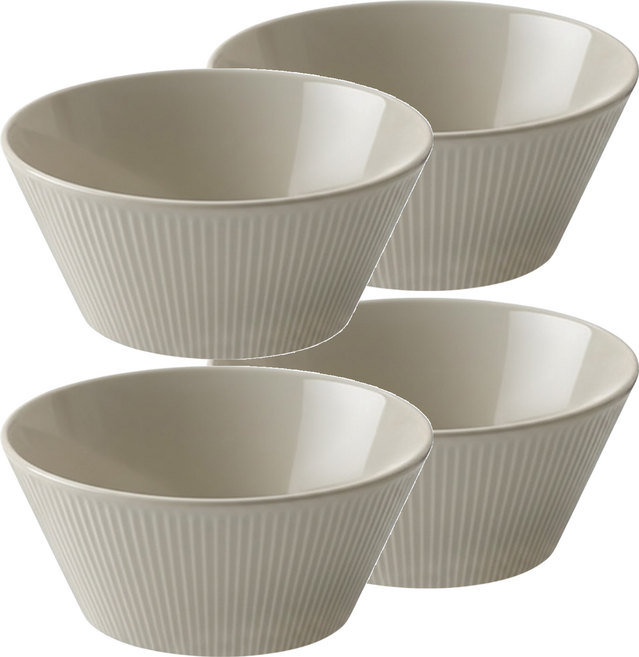 MAISON OBJET Royalvale 線條麵碗, 奶油灰色, 4個