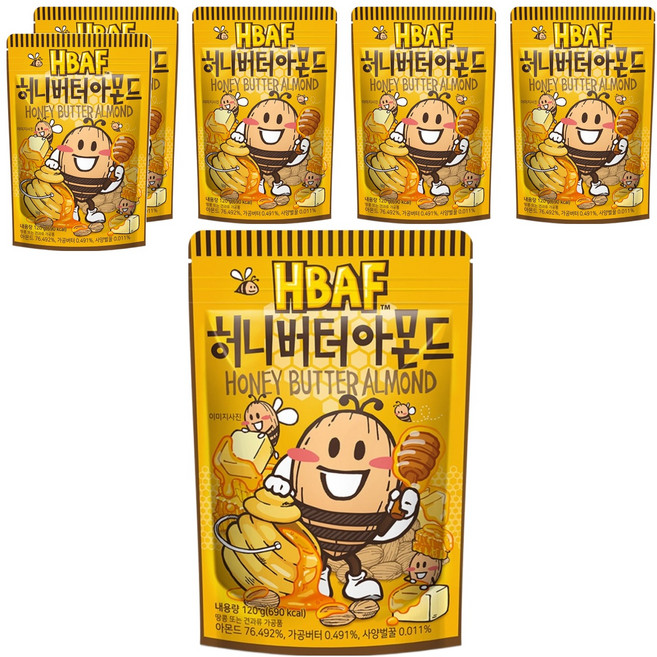 바프 허니버터 아몬드, 120g, 6개