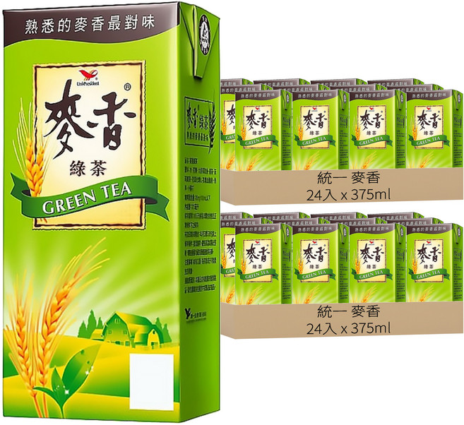 統一 麥香 綠茶, 375ml, 48入