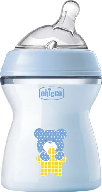 chicco 天然母感2倍防脹PP奶瓶 中等流量 CNA813232 單孔, 藍色, 250ml, 1個