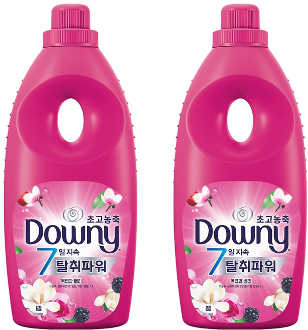 다우니 7일지속 탈취파워 초고농축 섬유유연제 목련과 베리향 본품, 1L, 2개