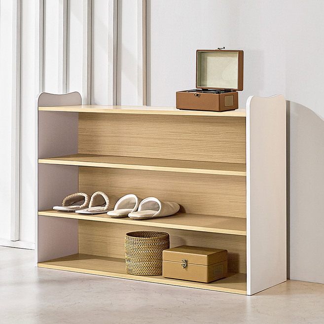 양지가구 교구 라운드 책장, 원색, 3단