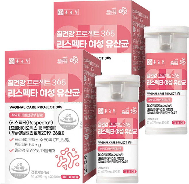 종근당 질건강 프로젝트 365 리스펙타 여성 유산균, 30정, 2개