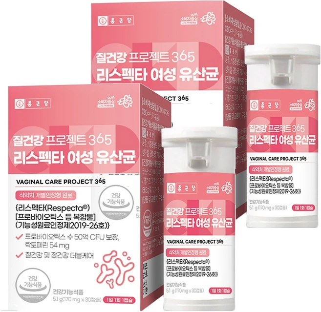 종근당 질건강 프로젝트 365 리스펙타 여성 유산균, 30정, 2개 - 쿠팡