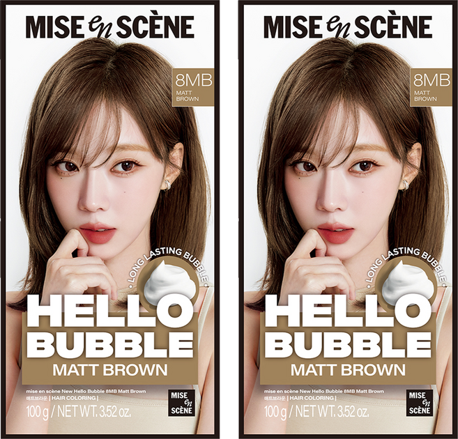 mise en scene 魅尚萱 Hello Bubble泡沫染髮劑, 8MB霧面棕, 2盒