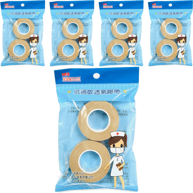 M9 貿暐醫技 透氣膠帶 膚色, 2捲, 5包