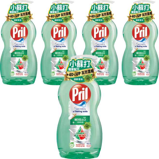 Pril 淨麗 小蘇打高效洗碗精 草本香, 750ml, 5瓶