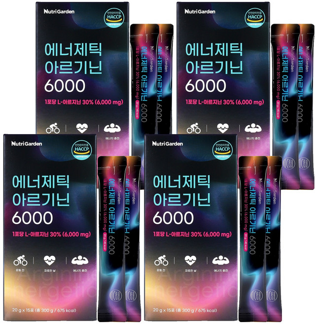 뉴트리가든 에너제틱 아르기닌 6000 15p, 4개, 300g