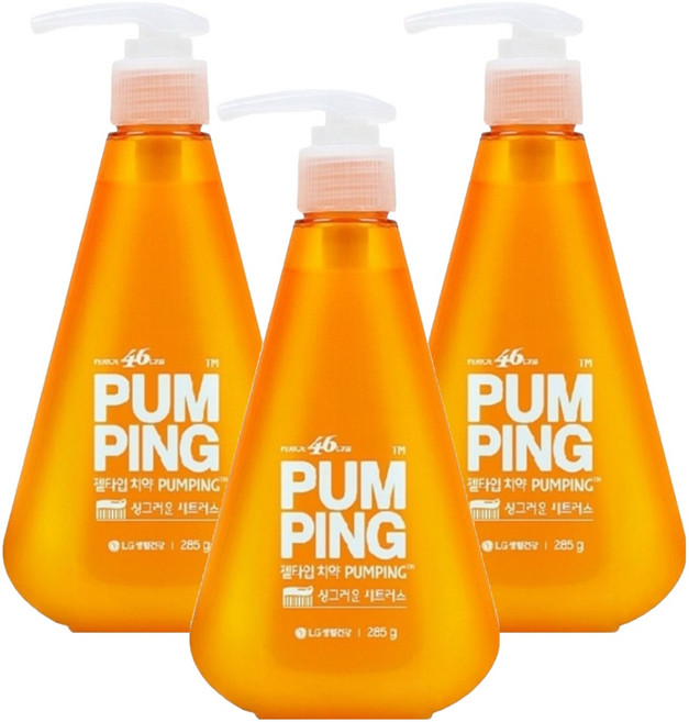 페리오 46센티미터 시트러스향 펌핑 치약, 3개, 285g