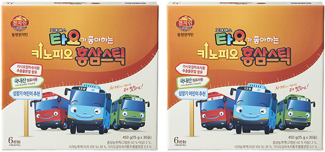 천지인 타요가 좋아하는 키노피오 홍삼스틱, 450g, 2개