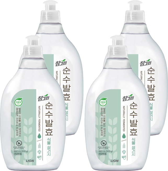 참그린 순수발효 식물 주방세제, 480ml, 4개