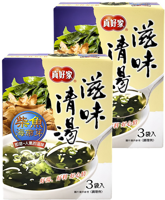 真好家 柴魚海帶嫩芽湯 3包, 2盒, 13.5g