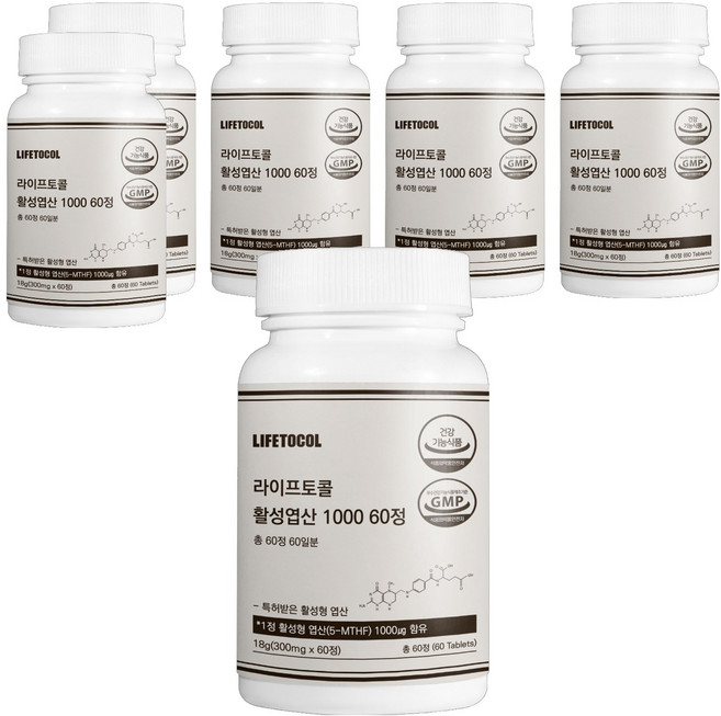 라이프토콜 활성 엽산 1000, 60정, 6개